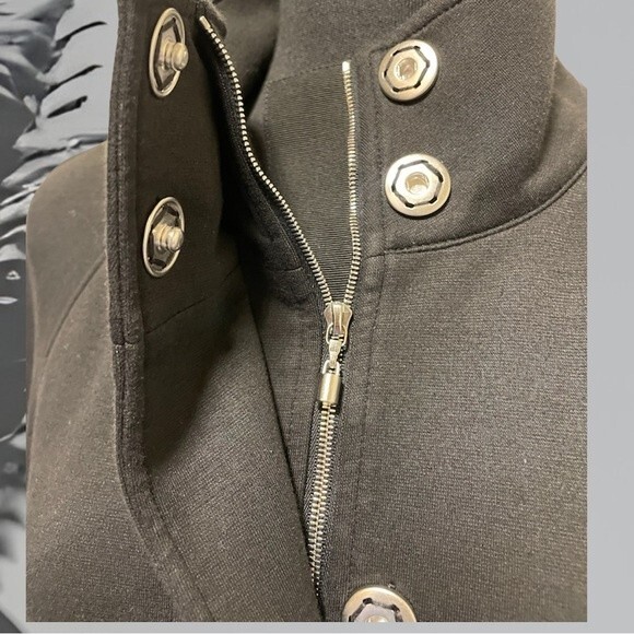 SoCa St.John‎ Black Cotton Blend Raglan Jacket Silver Snaps 3/4 Sleeves - Picture 4 of 8